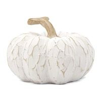 WTC Lg White Carved Resin Pumpkin 4x5.75