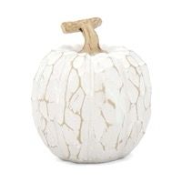 WTC Tall White Carved Resin Pumpkin 4x3.75
