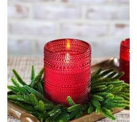 Pdg 5&quot;  Red LED Beaded Glass Candle