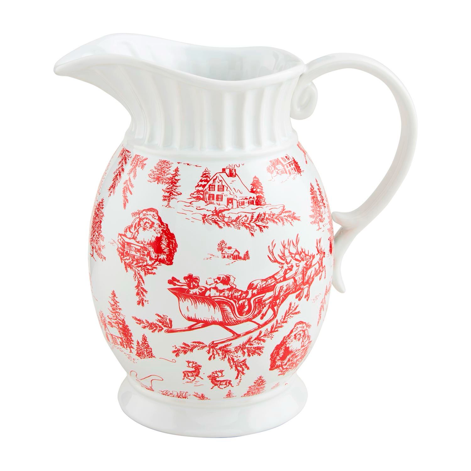 MP Xmas Toile Ceramic Pitcher 9.25&quot;