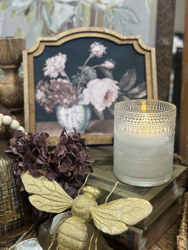 MJH 5x4 Beaded Glass Br White