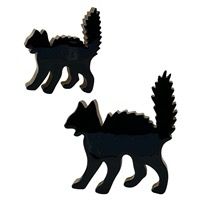 WTC Sm Black Enamel Halloween Cat 6x5