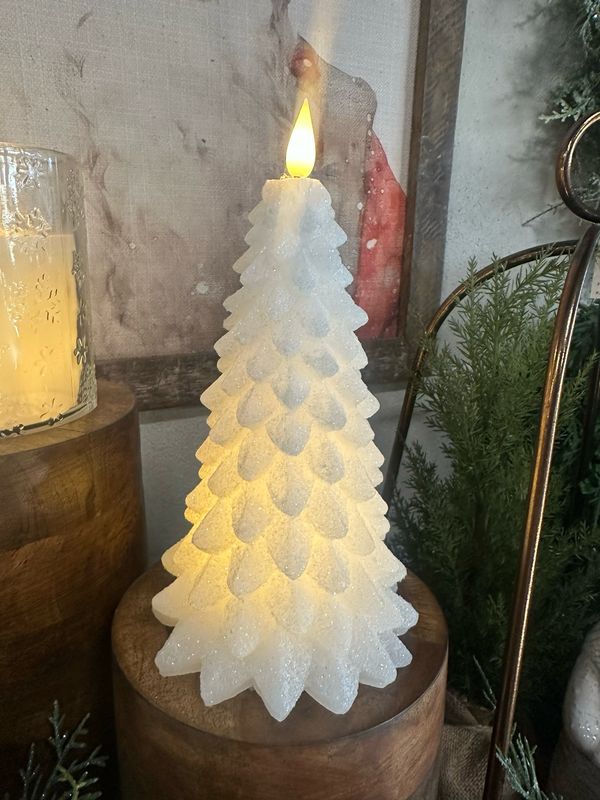 WT Lg White LED Cmas Tree Candle 7.65&quot;