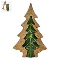 WTC Lg 3D Wood &amp; Green Enamel Tree 8&quot;