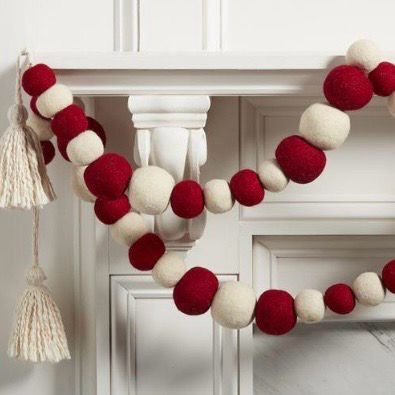 MP Red White Felt Pom Garland