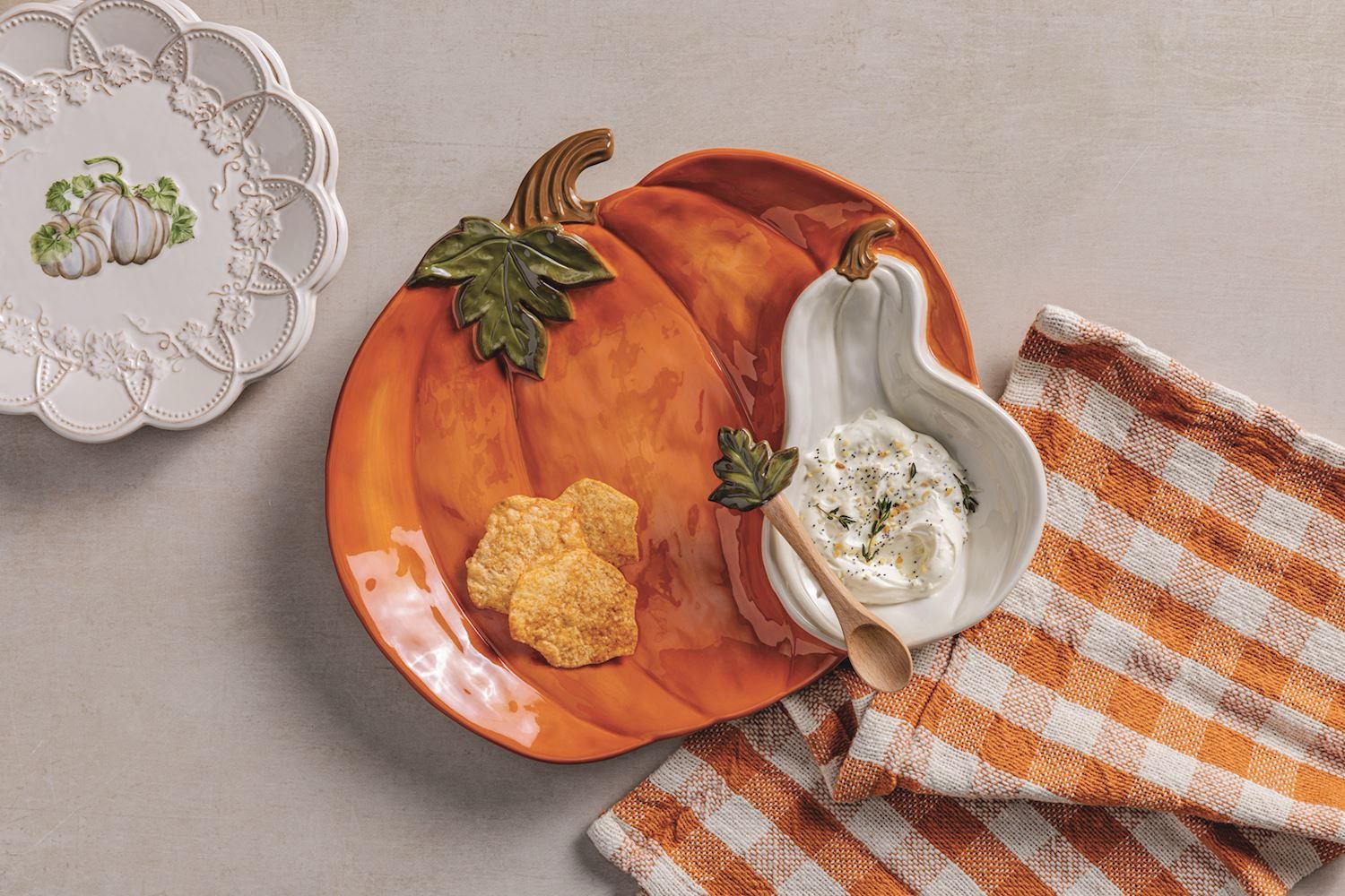 MP Pumpkin Chip Dip Set Stoneware
