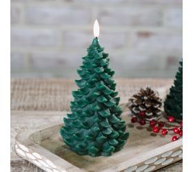 Pdg 7&quot;  Green LED Wax Tree Candle