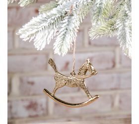 Pdg 4&quot;W Gold Rocking Horse Orn