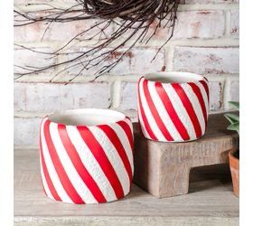 Pdg Lg Candy Cane Stripe Planter 5&quot;