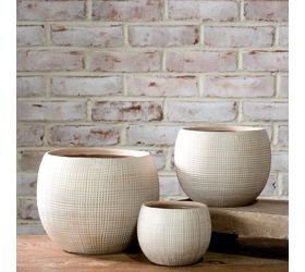 Pdg Lg Round Check Design Planter 8&quot;