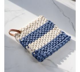 Pdg Cream/Blue Stripe Pot Holder