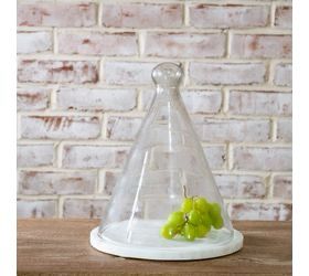 Pdg 13&quot; Glass Cloche w/marble Base