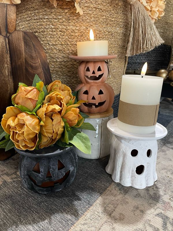 MP Pumpkin Terra Pillar Holder 3.75"