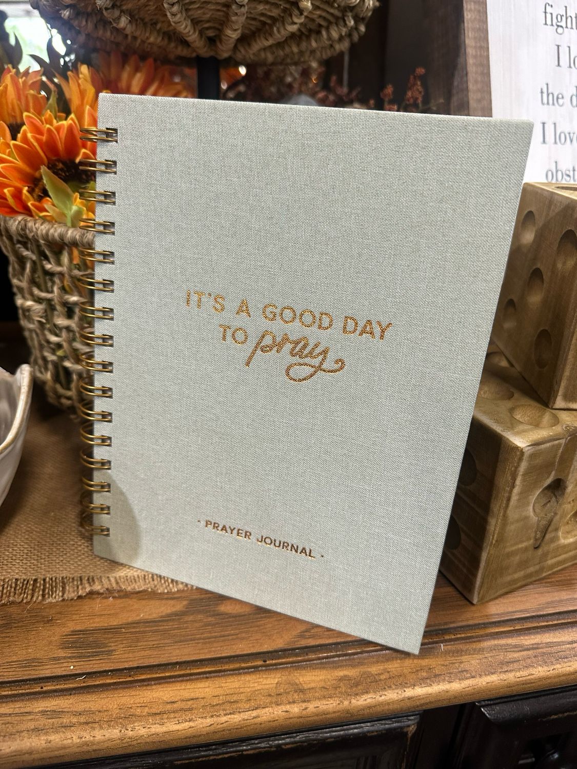 Ana Prayer Journal Green Linen