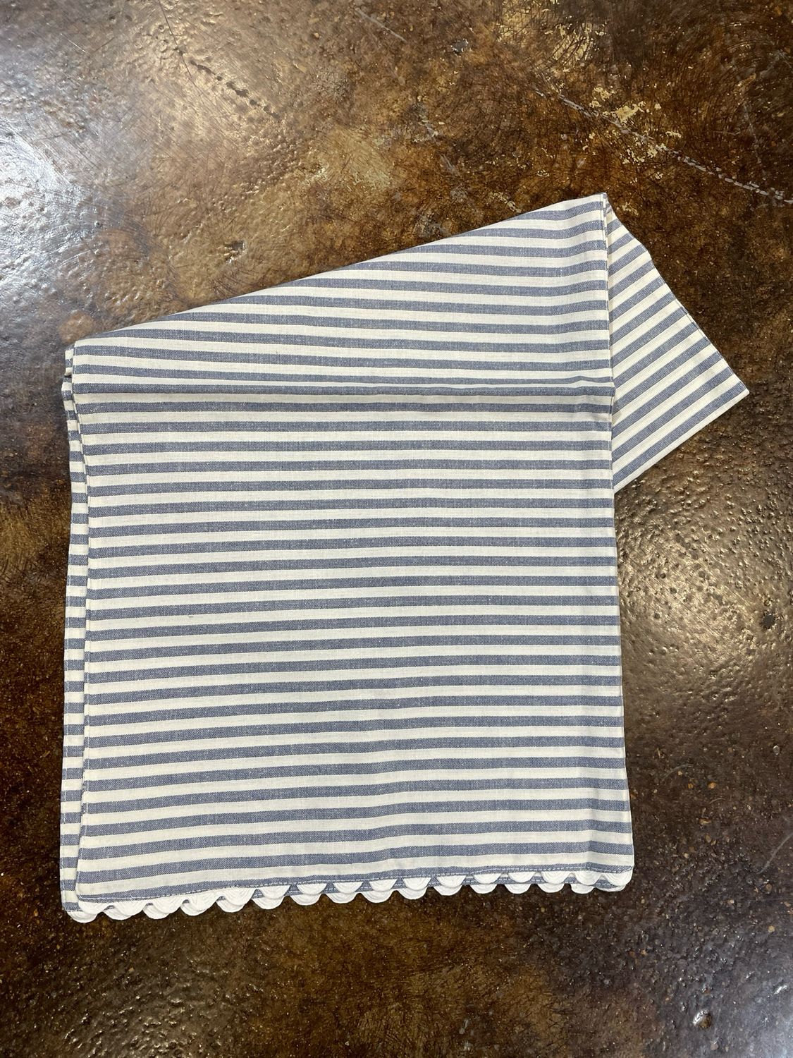 VHC Farmhouse Ticking Blue Runner 13x72