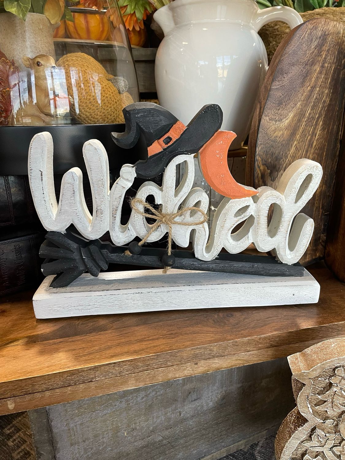 VHC Wicked Witch Wood Table Sign 11.5x8.25
