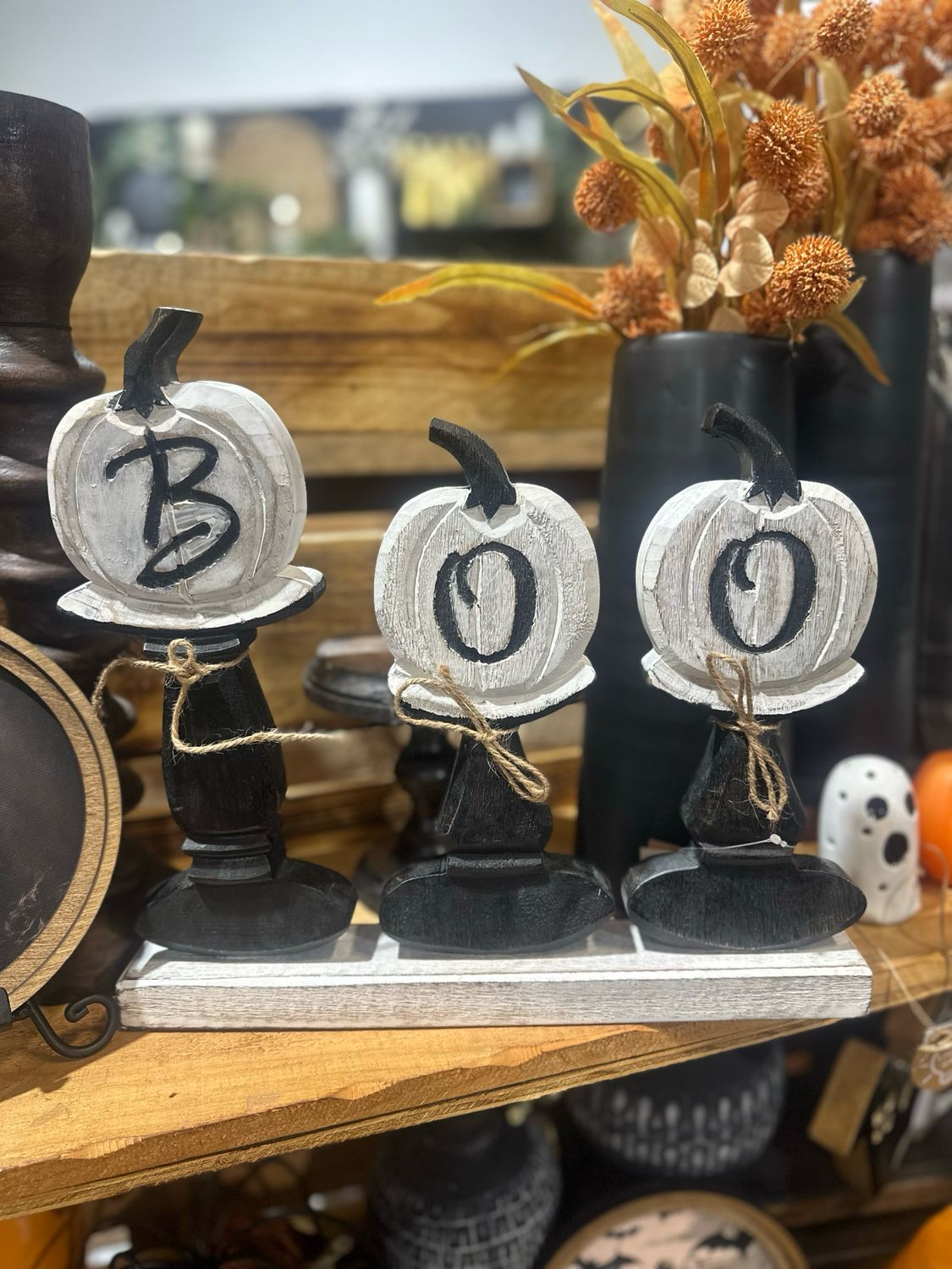 Vhc BOO Pumpkins Wood Table Sign 14x12.75