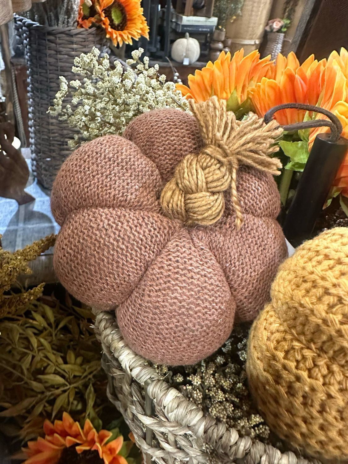 Mer Sm Clay Knit Pumpkin 5x3