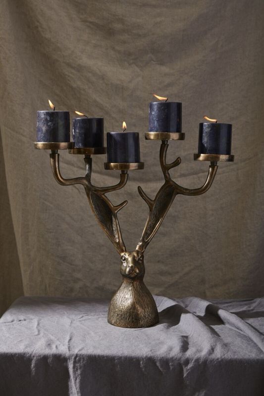 ACC Bunny Candleholder Gold 17.5x17.5&quot;