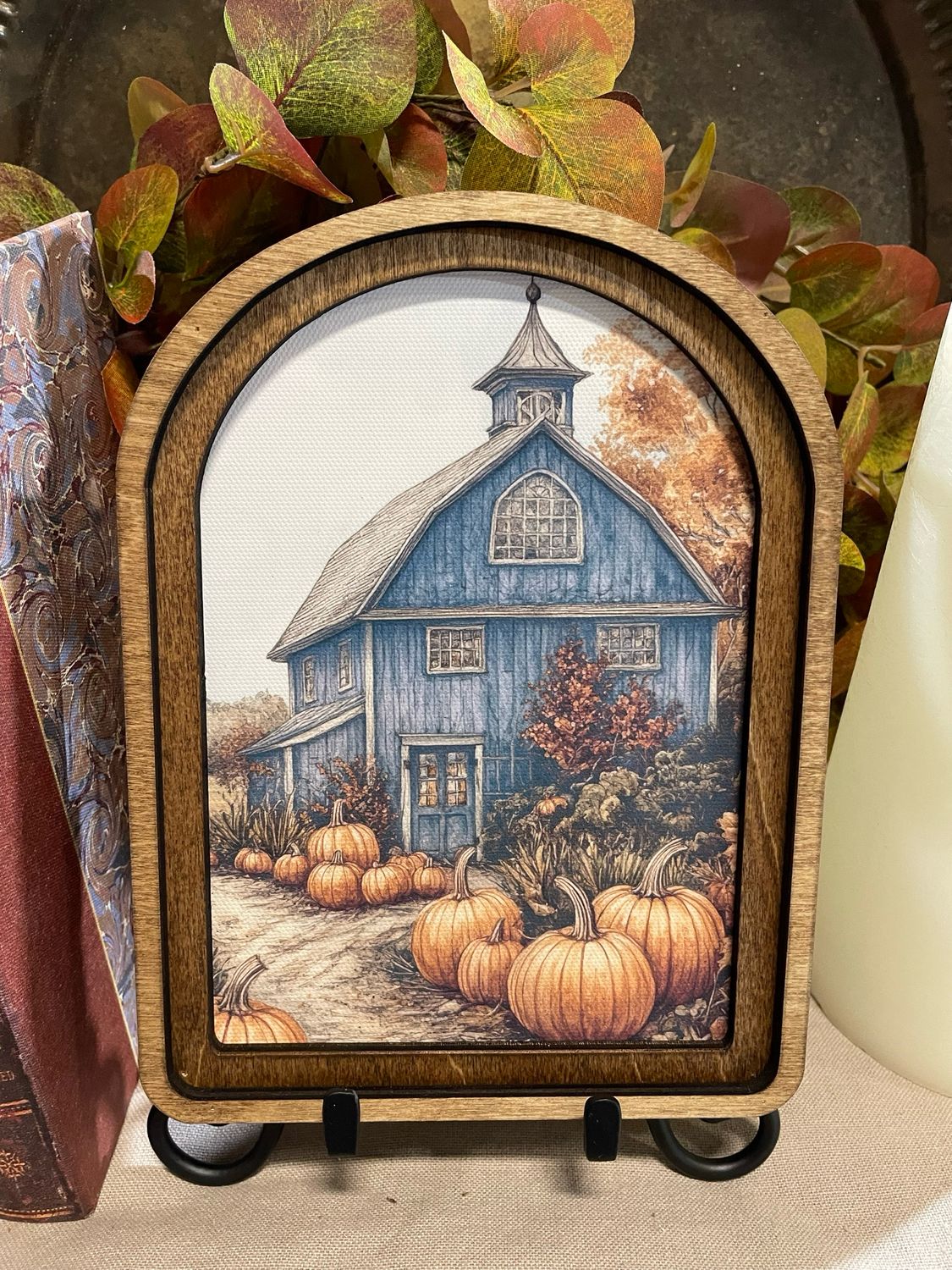 Red Arch Blue Fall Barn 8x6