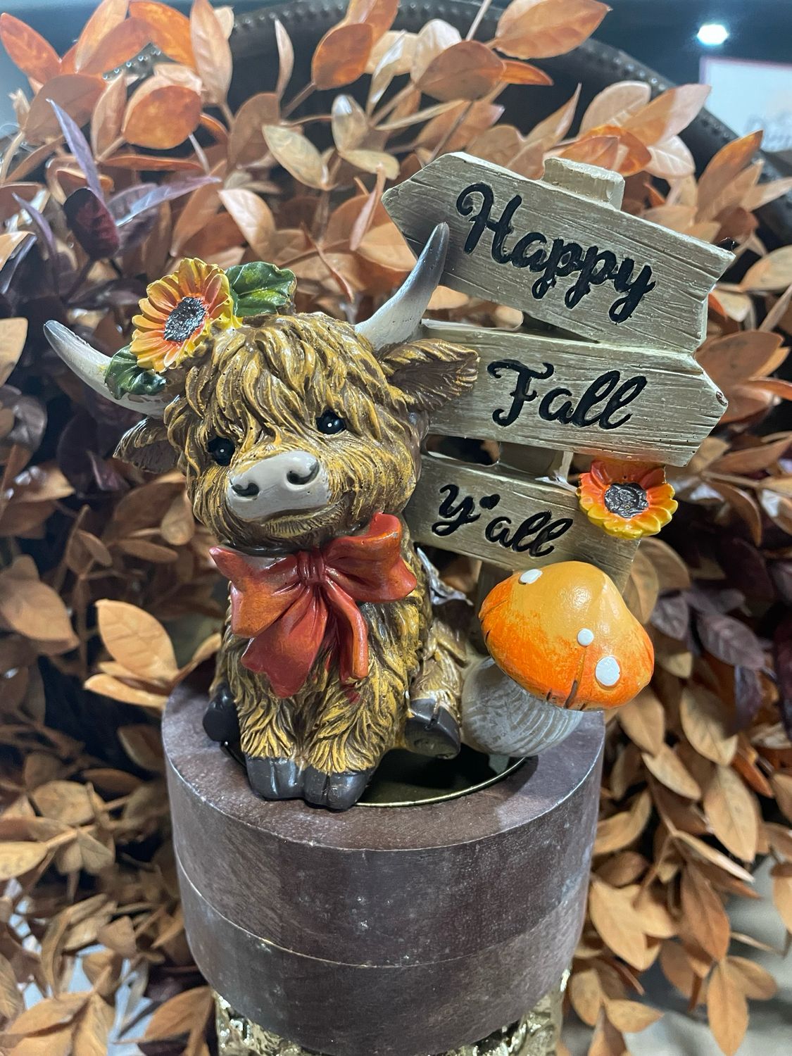 Han Happy Fall Signpost Harvest Highland Cow