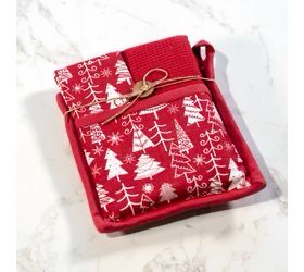 PDG Red Tree Potholder Set