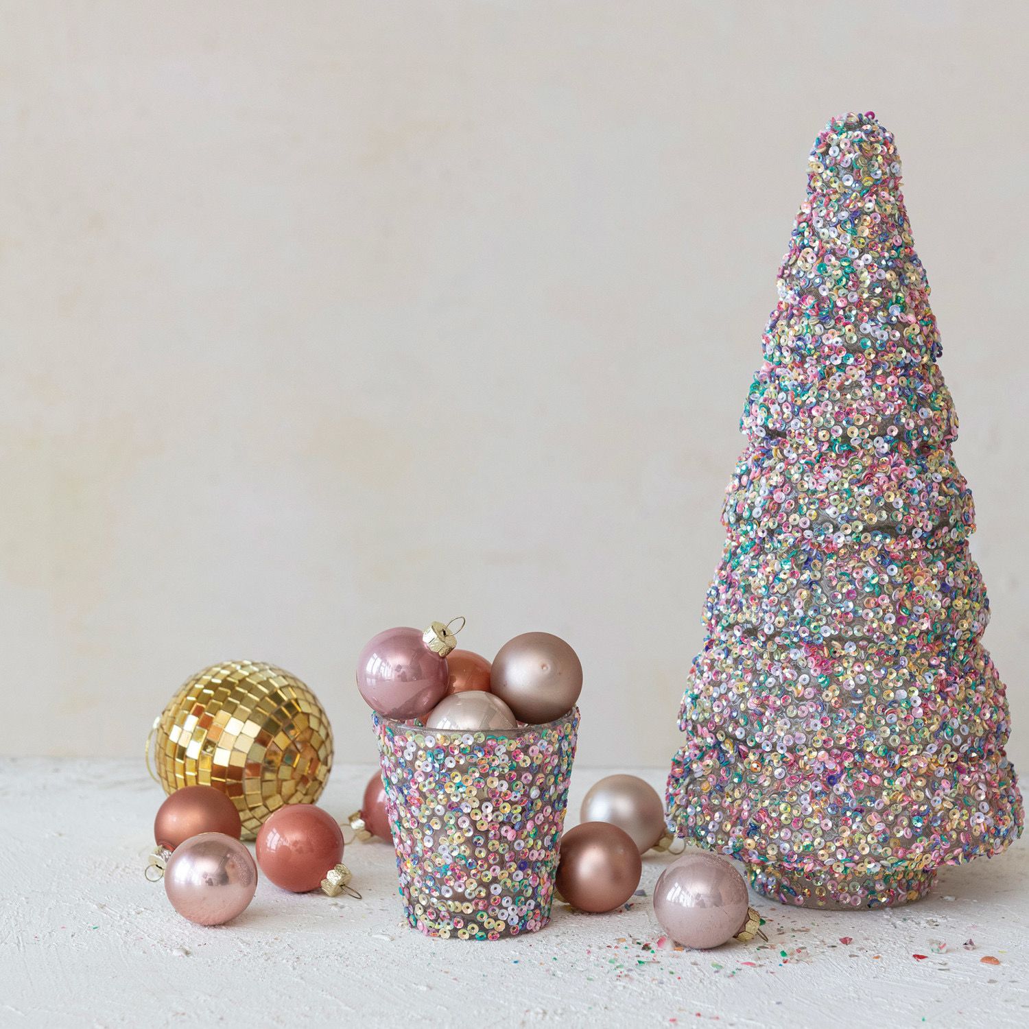 CCO 12&quot; Sequin Recycled Glass Tree