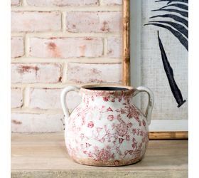 PDG 6.5&quot; Red Heritage 2 Handle Vase