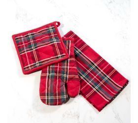 Pdg 3pc Tartan Plaid Mit, Towel &amp; Potholder Set