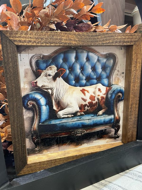 Jarmz 9x9 White Cow Sitting On Couch