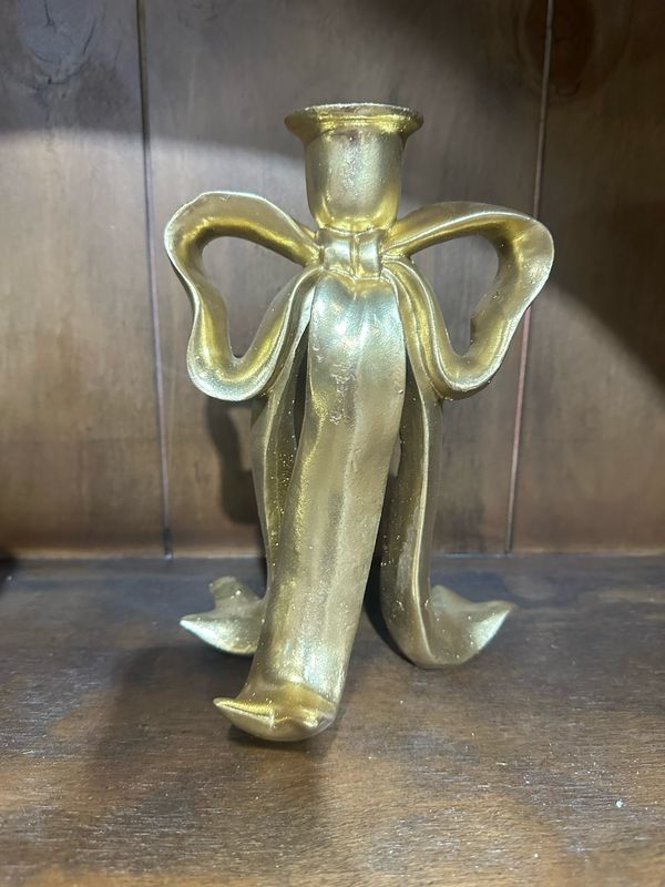 ARL Lg 8.75" Bow Candlestick Gold