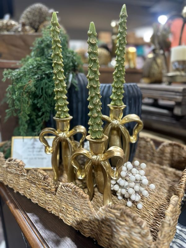 Raz Sm 6.5&quot; Bow Candlestick Gold