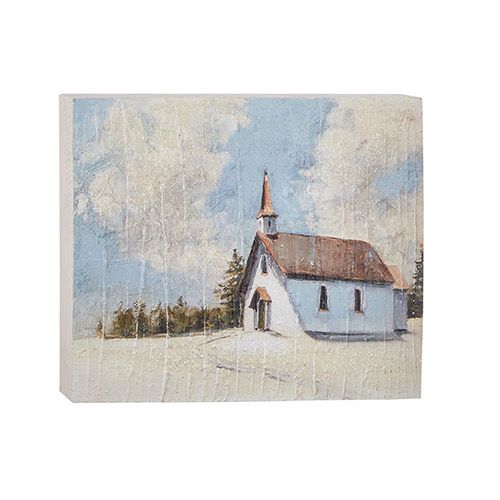 Raz 10&quot; Church Block Wall Art II