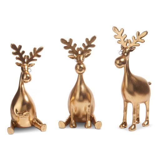 Raz Standing Gold Moose w/glasses 12.5&quot;