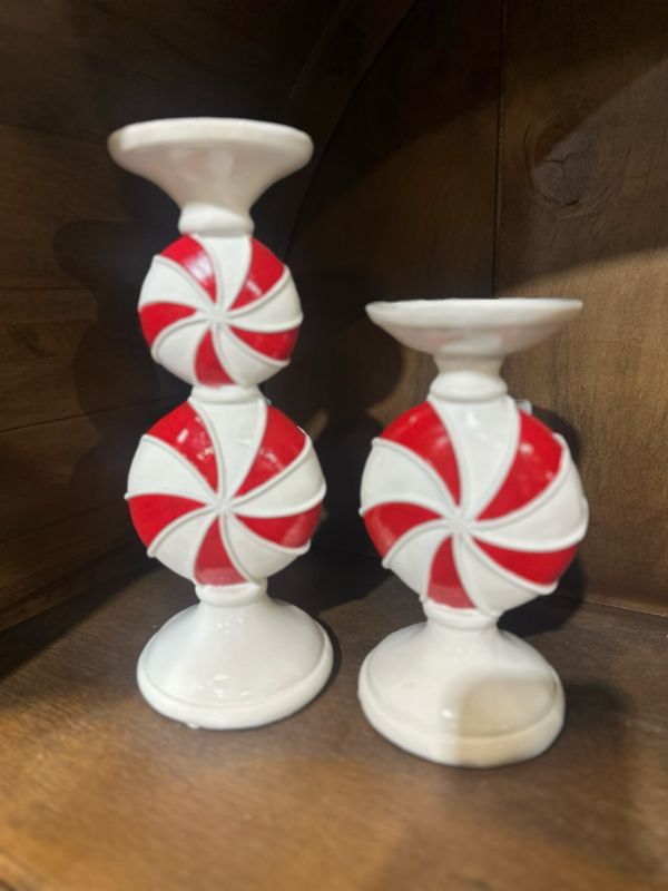 Raz 11.25&quot; Peppermint Candle Holder