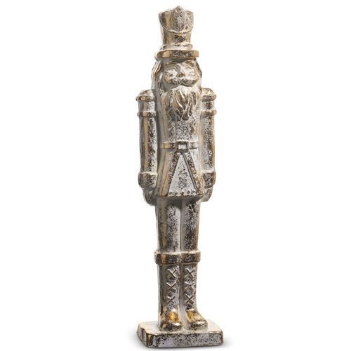 Raz 19&quot; Whitewash Gold Nutcracker