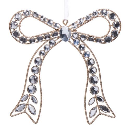 7.25&quot; Clear Jeweled Bow Orn