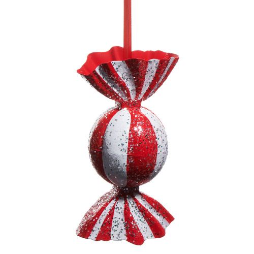 Raz 7.25&quot; Red &amp; White Candy Orn