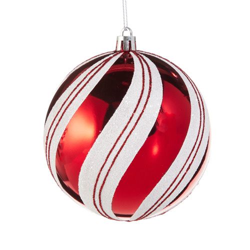Raz 4&quot; Red Candy Cane Stripe Ball Orn
