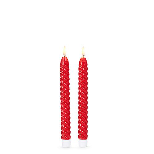 Raz S/2 Red Twist Taper Candle 8.75&quot;