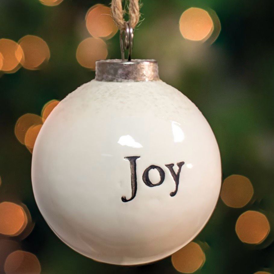 Col Joy White Ceramic Orn