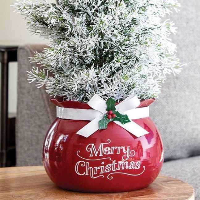 Col Santa Sack Red Metal Merry Christmas 7x5
