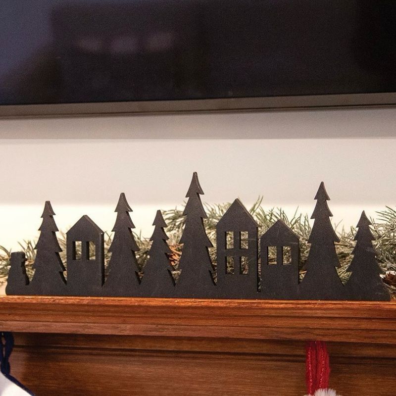 Col Lg Woodland Village Silhouette Sitter 17.75x5.75