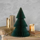 Rag 15.5&quot; Emerald Green w/gold Trim Paper Tree