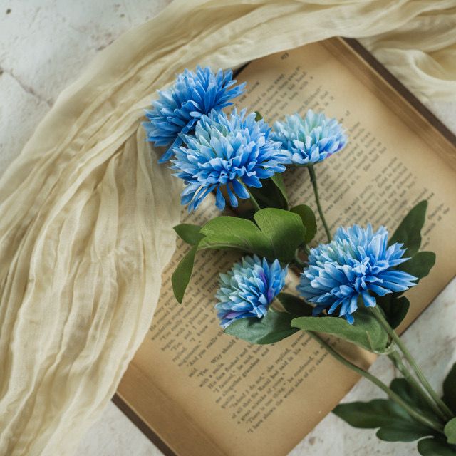Rag 23.5&quot; Blue Mum Spray