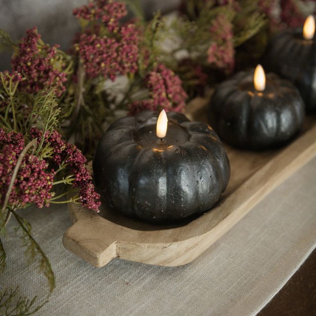 Rag 3.25&quot; Short Black Pumpkin Candle