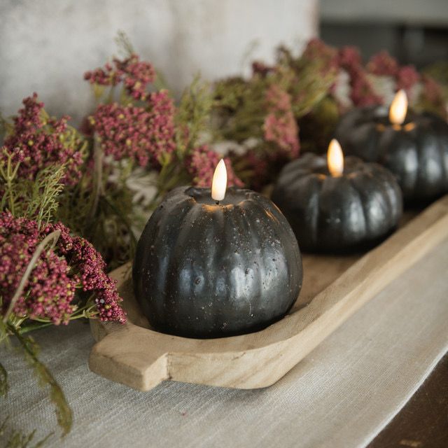 Rag 3.25&quot; Tall Black Pumpkin Candle