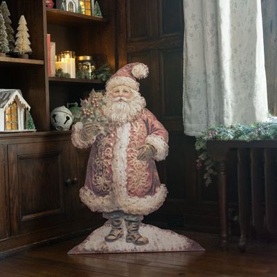 Rag 35.75&quot; Santa w/Holly Metal Dummy Board