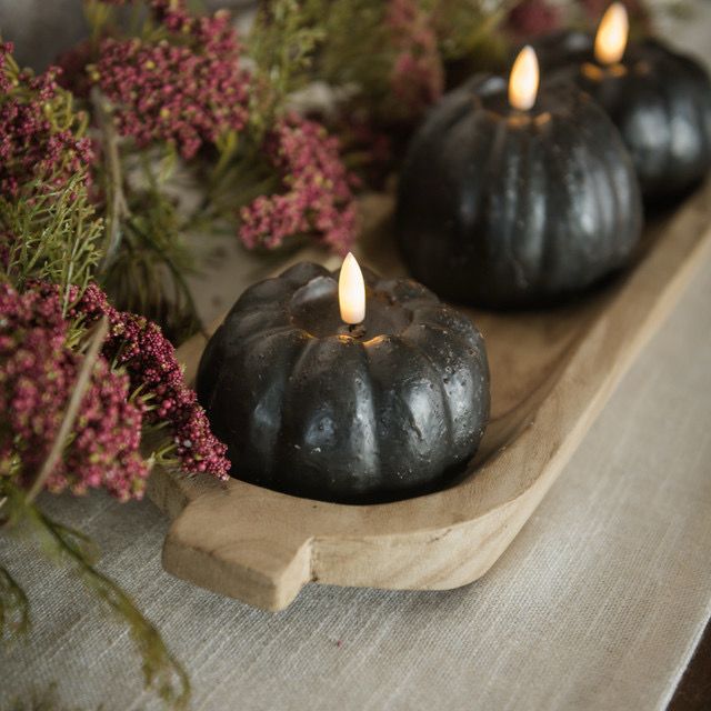Rag 2.25&quot; Short Black Pumpkin Candle