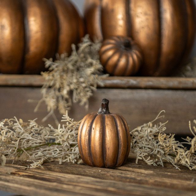 Rag 3.75&quot; Gold Tall Pumpkin